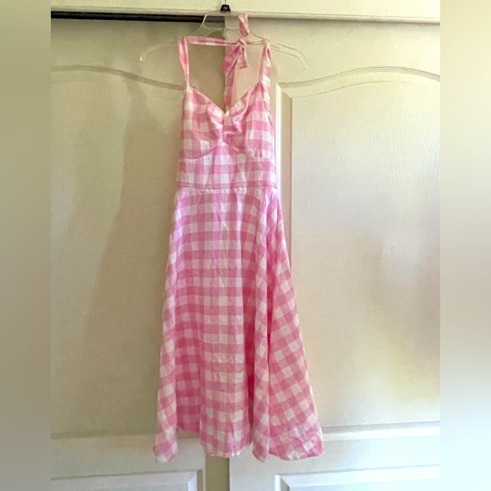 NWOT Pink Gingham Barbie dress S